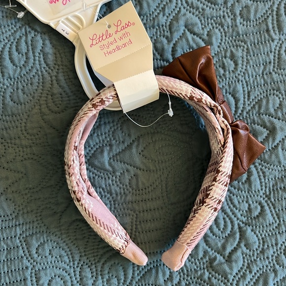 Little Lass 3-piece light pink and cream plaid dress set - Picture 5 of 6